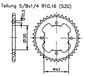 BMW S 1000 RR Racingfelge 520 10-11 Kettenrad 44 Zähne