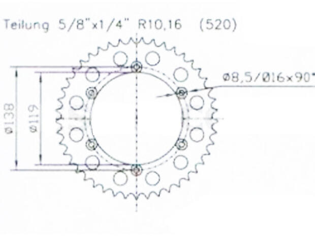 Kettenrad für Husaberg MX 501 6 Speed Zähnezahl 48