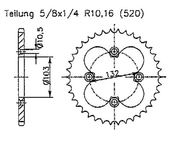 KTM 450 XC 08-10 rear sprocket 38 teeth