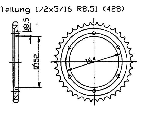Yamaha 85 YZ P,R,S,T,V Large Wheel 02-11 rear sprocket 52 teeth