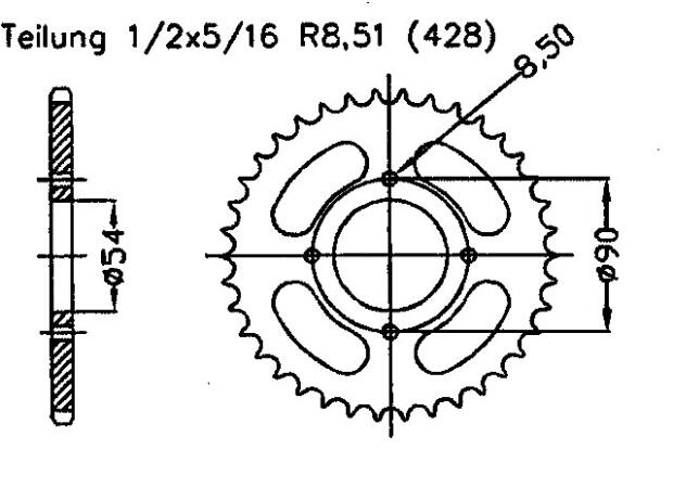 Moto TM 80 klein u. Mittelrad -00 Kettenrad 52 Zähne