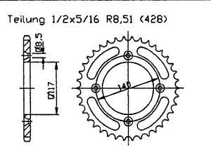 Yamaha 80 YZ S,T,U,W,A,B,D 86-92 Kettenrad 46 Zähne