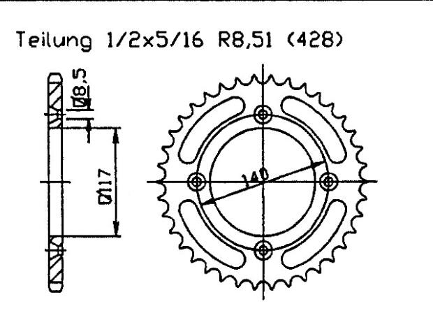 Yamaha 80-YZ S/T/U/W/A/B/D USA 86-92 Kettenrad 46 Zähne