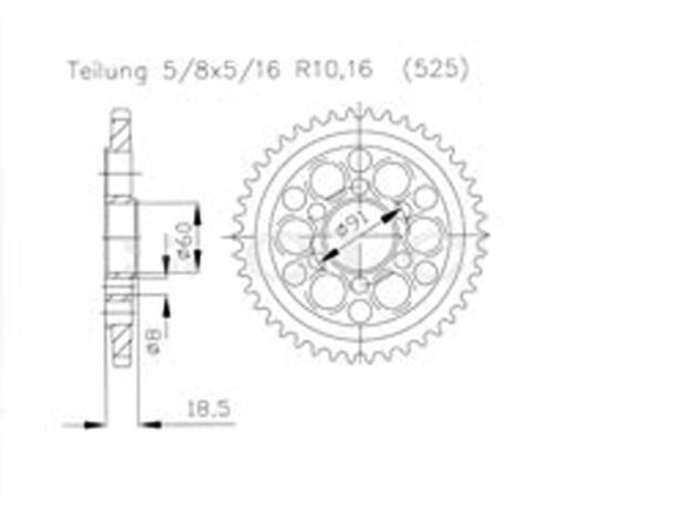 Kettenrad 38 Zähne für Ducati 1098 R 07-09