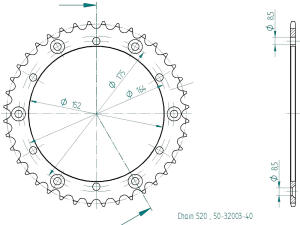 Kettenrad Z.40 Yamaha TT 600, YZ YZF WR DT, XT 500