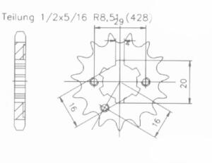 Kettensatz für Yamaha DT 80 LC 2 Tuning doppelt verstärkt höhere Endgeschwindigkeit 16/53