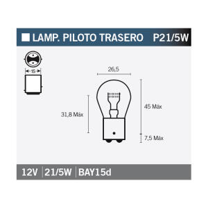 Glühbirne Rücklicht 12V21/5W BAY15d