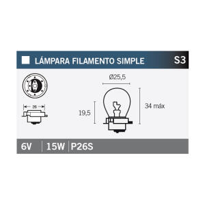 Bulb 6V15W P26S