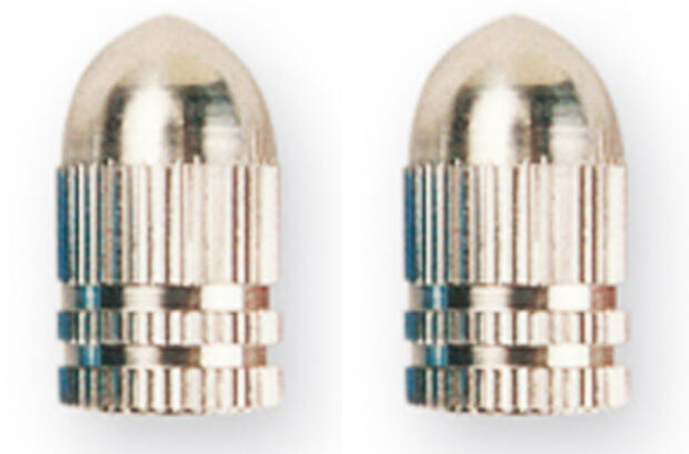 Ventilkappen BULLET silber 1 Paar Auto Motorrad Moped Roller Fahrrad