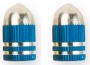 Valve Caps Silver Blue anodized Bullet Style