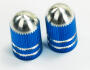 Valve Caps Silver Blue anodized Bullet Style