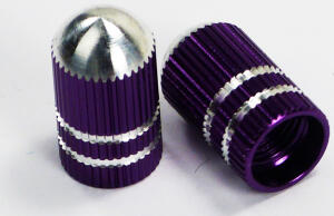 Valve Caps Silver Purple anodized Bullet Style