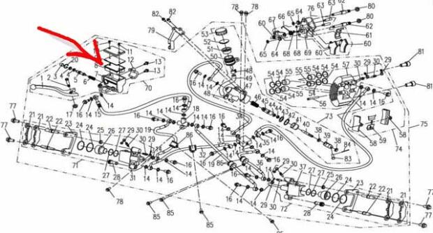 Bremshebel rechts CFMoto mit Bremszylinder OEM Artikelnummer: 901-08.06.00