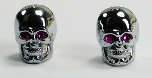 Quad ATV tyre Skull Valve Caps Silver Chrome