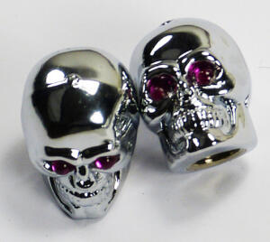 Quad ATV tyre Skull Valve Caps Silver Chrome
