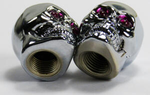Quad ATV tyre Skull Valve Caps Silver Chrome