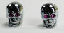 Quad ATV tyre Skull Valve Caps Silver Chrome