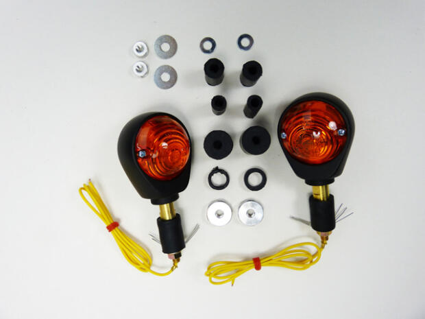 Ochsenaugenblinker Lenkerblinker Quad ATV Motorrad Roller Blinker schwarz matt orange