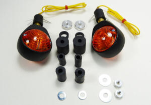 Ochsenaugenblinker Lenkerblinker Quad ATV Motorrad Roller Blinker schwarz matt orange