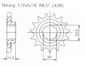 Front sprocket 16 teeth Kawasaki KLX 125