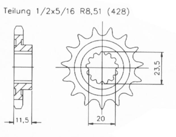 Front sprocket 15 teeth Kawasaki KLX 125