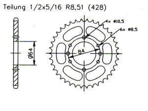Kettensatz für Kreidler 125 Enduro/Supermoto DT 07-08 verstärkt
