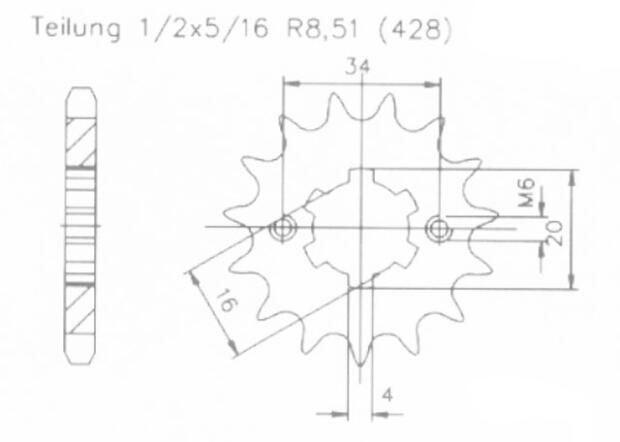 Ritzel für Suzuki DR 125 SM vorne 16 Zähne