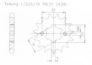 Ritzel für Suzuki DR 125 SM vorne 16 Zähne