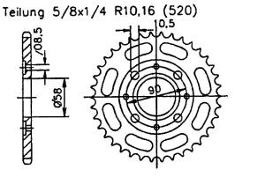 Rear sprocket 45 teeth KTM Duke 125 SM till 2013