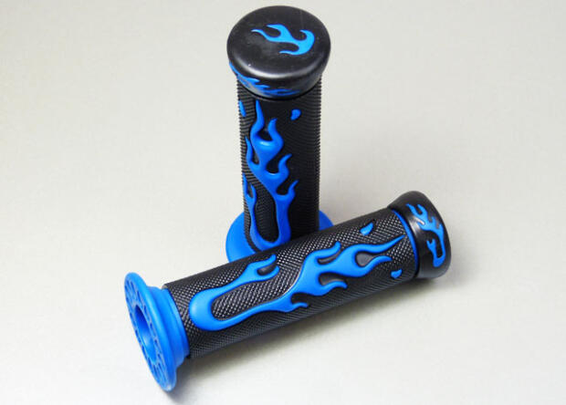 Handgrip Flame Design Motorcycle Moto Cross Blue