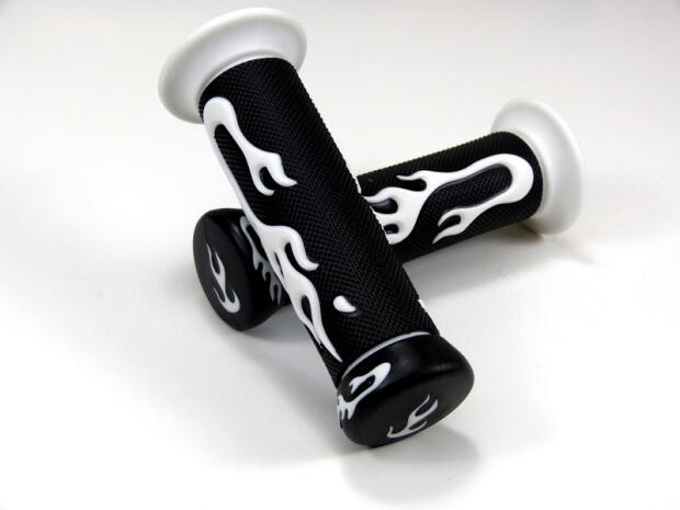 Flammen Griffgummi Motorrad Enduro Moto-Cross Weiss