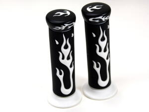 Flammen Griffgummi Motorrad Enduro Moto-Cross Weiss