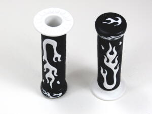 Flammen Griffgummi Motorrad Enduro Moto-Cross Weiss