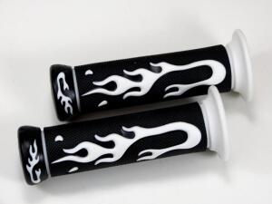 Flammen Griffgummi Motorrad Enduro Moto-Cross Weiss