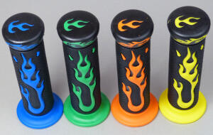 Flammen Griffgummi Motorrad Enduro Moto-Cross Weiss