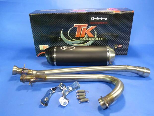 Auspuff mit Tuning Krümmer CF Moto 500 mit ABE Carbon