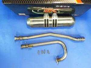 Auspuff mit Tuning Krümmer CF Moto 500 mit ABE Edelstahl langer Radstand