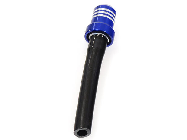 Tank valve in blue for aluminum tank cap with anodized aluminum valve