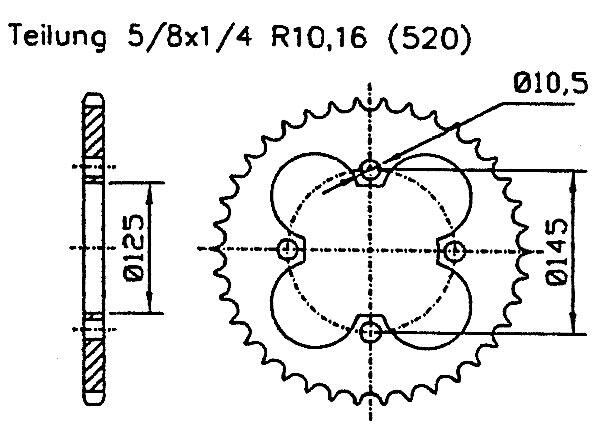 Kettenrad Z.40 Yamaha YFM 700 R - YFZ 450 - YFM 350 R YFM 250 R hinten