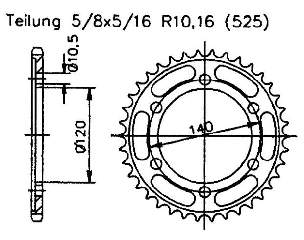 Kettenrad für Suzuki GSX-R 600 W,X U.K Zähnezahl 45