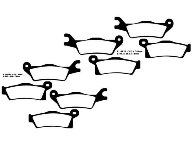 4x Brake pad Can Am Renegade 500 / 800 / 1000 G2 front + rear from year 2012