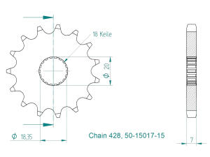 Ritzel 15 Zähne für Sachs ZZ / ZX 125