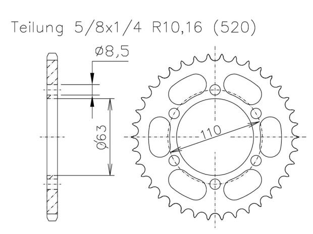 Kettenrad für KTM Duke RC 125 - 390 Zähnezahl 45 Bj. 14-21