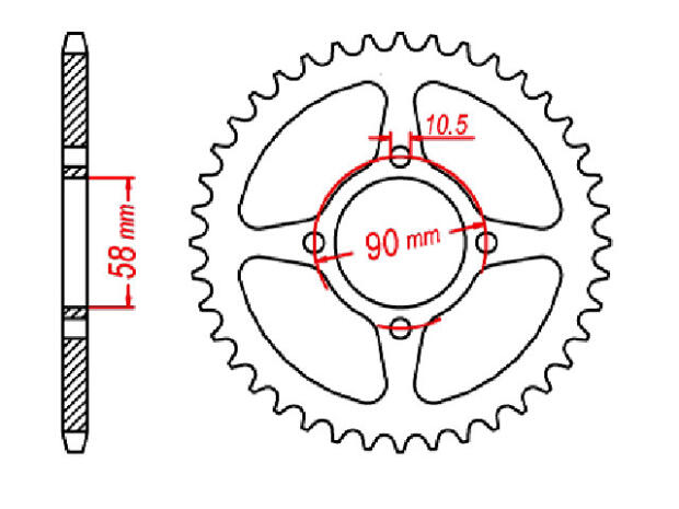 Kettenrad für Honda CBR125 R Bj.11-18 B,C,D,E,F,G,H Zähnezahl 44
