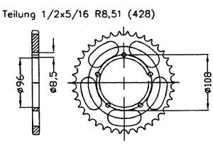 Rear sprocket for MZ / MUZ SM 125 / SX 125 49 teeth