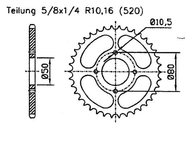 Kettenrad Tuning Z. 32 Daelim ET 250, ET 300 LC Quad ATV