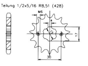 Ritzel Honda 80 MTX RII (R2) vorne 16 Zähne