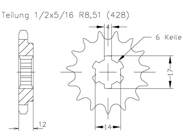 Ritzel Z.13 für Aprilia 125 RS4/Zündapp ZXM / TRN / ZXA / ZXE 125 Supermoto