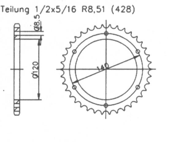 Kettenrad für Kawasaki KE 175 D3-D5 Zähnezahl 44