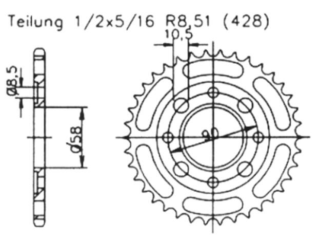 Kettenrad 44 Zähne für Honda CBR 125 R 04-10